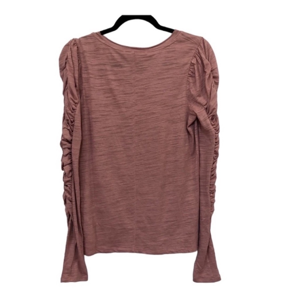 Free People Women's Long Sleeve Ruched Tee Top Size S Pink - Picture 7 of 7